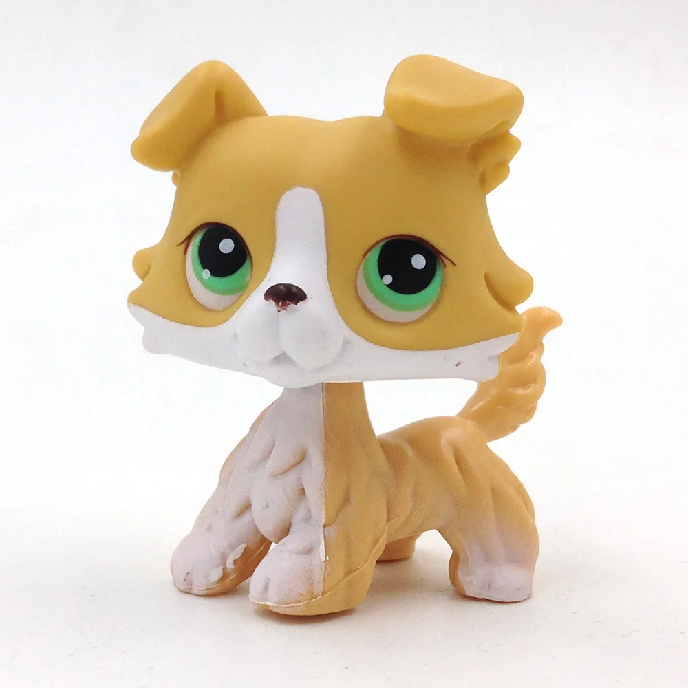 

Pet Shop Toys PS Yellow White Collie Dog Green Eyes Puppy Kids Gift Stripe Kids Toys