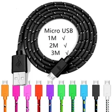 Нейлоновый Кабель Micro-USB в оплетке для samsung Galaxy S3 S4 S6 S7 Edge Note 4/Note 5 J2 J3 J5 J7 зарядки передачи и синхронизации USB Зарядное устройство кабель