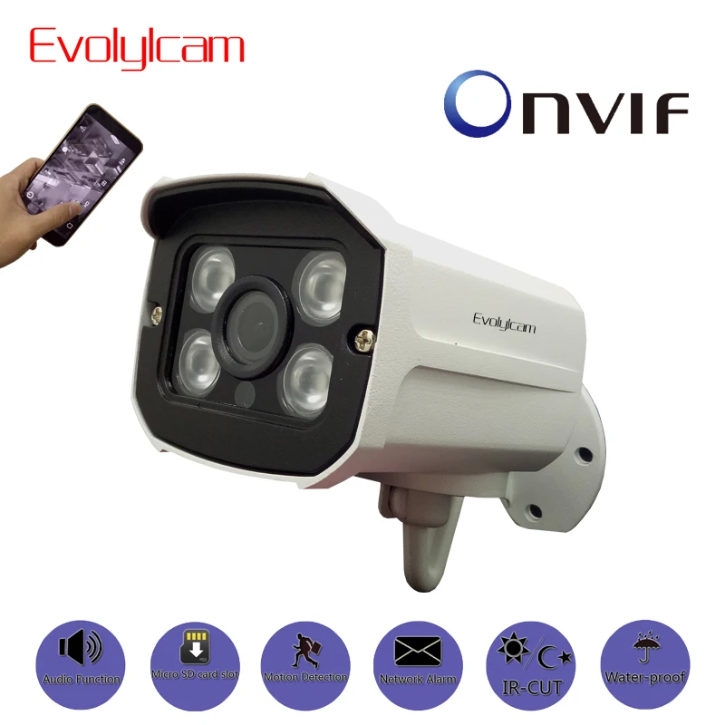 Evolylcam Проводная HD 720P 1MP/ 960P 1.3MP/ 1080P 2MP аудио Micro SD/TF слот для карты IP камера P2P Onvif