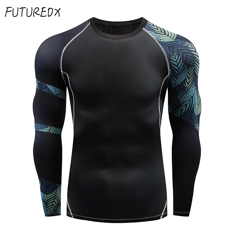 Hot Men's Exercise MMA Long Sleeve T-Shirt Men's Compression Shirt Fitness Bodybuilding Men's Sportswear Set Tops 