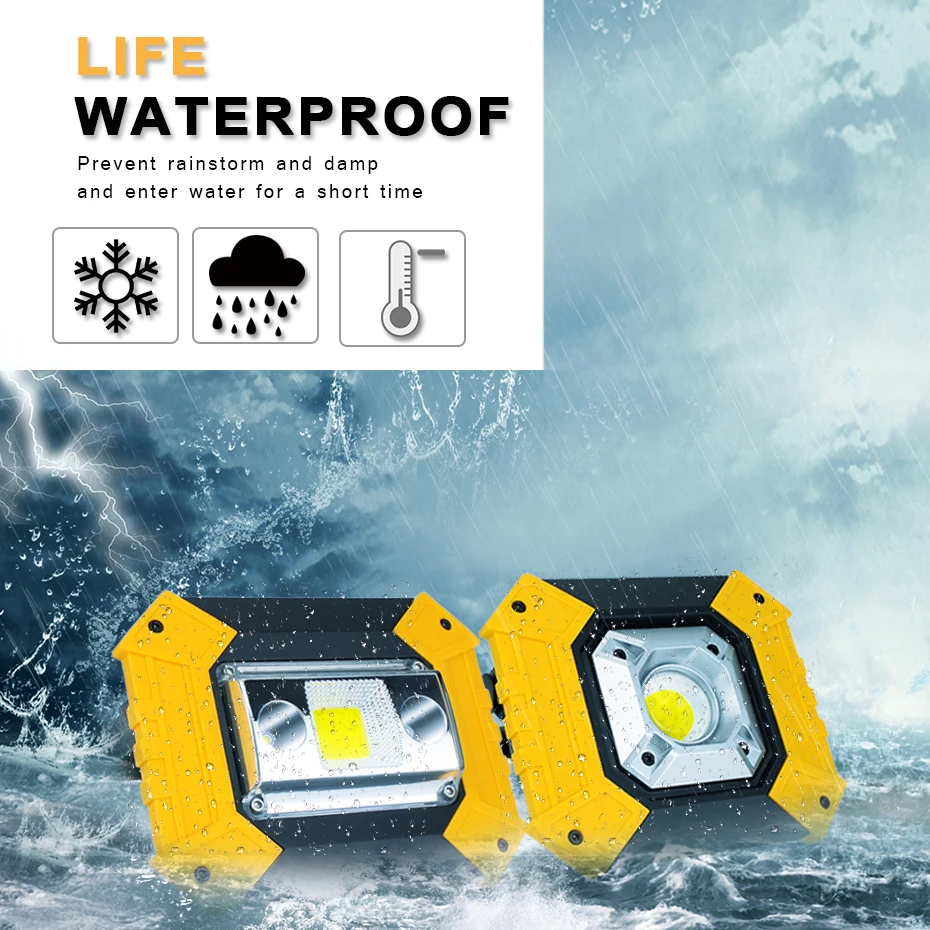 

Portable Lantern Rechargeable IP44 Waterproof COB LED Work Light Outdoor Lighting Led Flood Light Led Emergency Camping Lamp