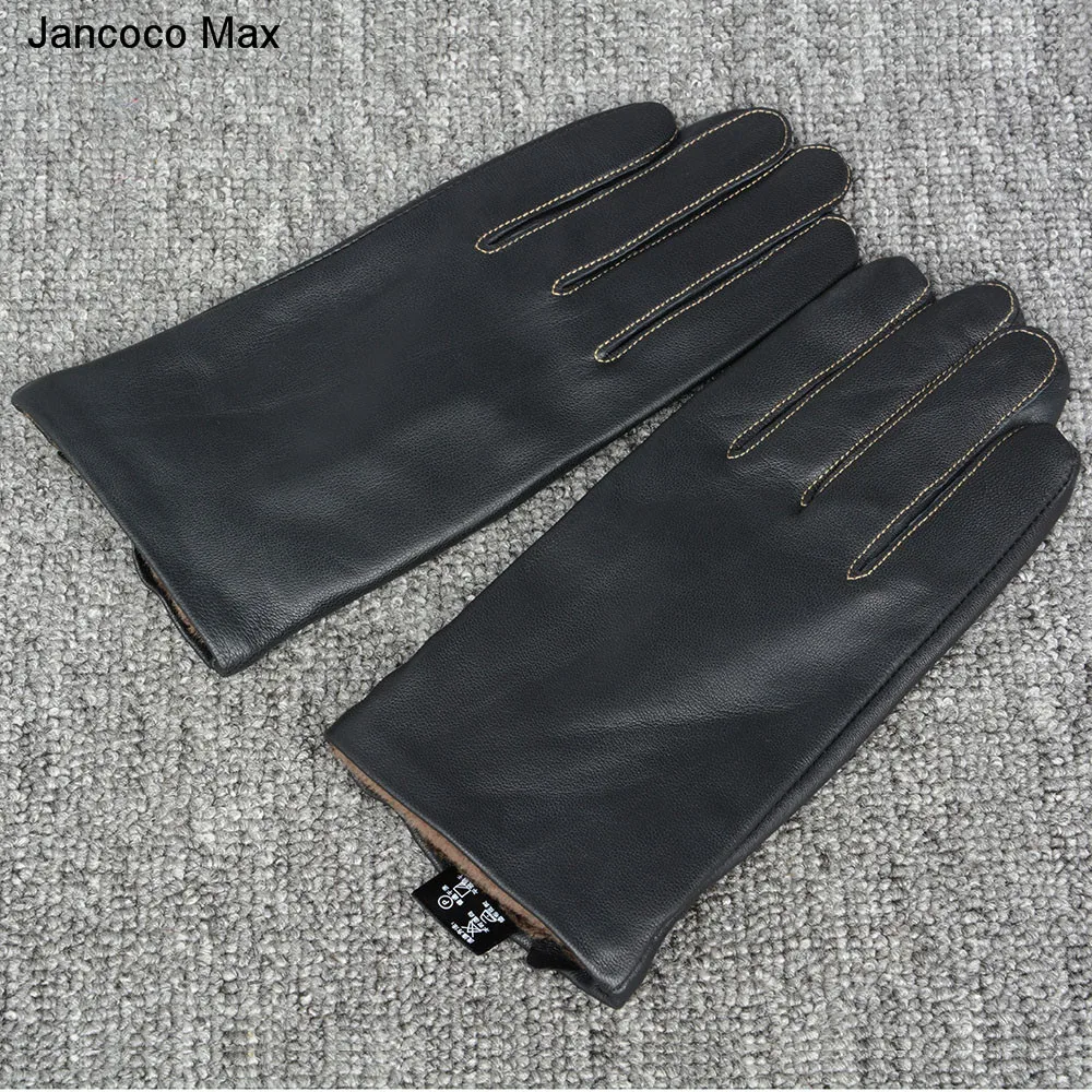 Jancoco Max, черные и коричневые, новинка, натуральная овчина, кожаные перчатки, зимние, теплые, бренд, для вождения, варежки для мужчин, S2058