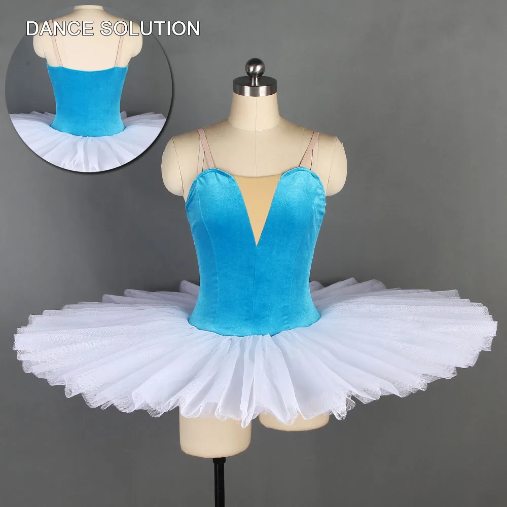 Camisole Pre-Professional Ballet Dance Tutus Velvet Bodice with 7 Layers Pleated Tulle Pancake Tutu Solo Rehearsal Dress BLL129 |