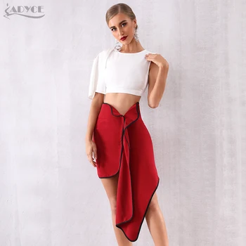 

ADYCE New Arrivals Sexy O Neck Bodycon Set Vestido 2 Two Pieces Set Women Ruffles Short Sleeve Top Celebrity Evening Party Dress