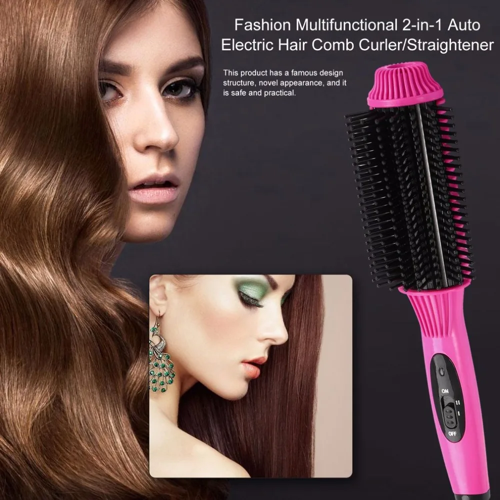 

Multi-functional 2 in1 Electric Straightener Curler Hair Comb Anti-scald Curling Irons Hair Care Comb Styling Tools EU Plug New