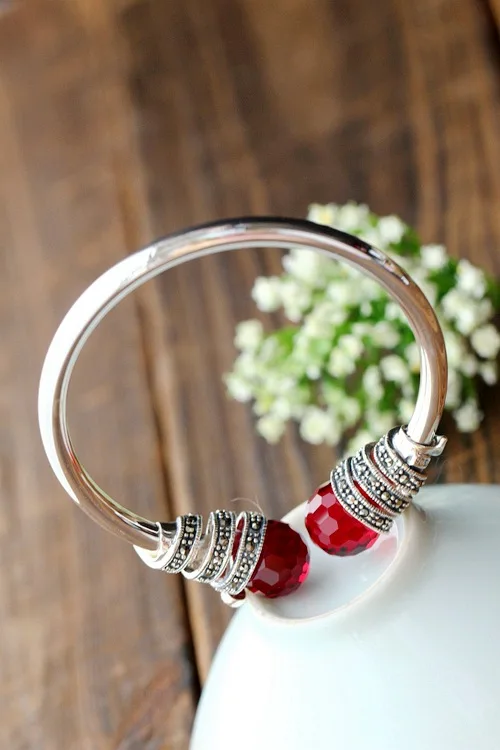 S925 стерлингов Серебряные ювелирные изделия Оптовая ручной Ретро тайский серебряный браслет Открытые женский браслет Мода