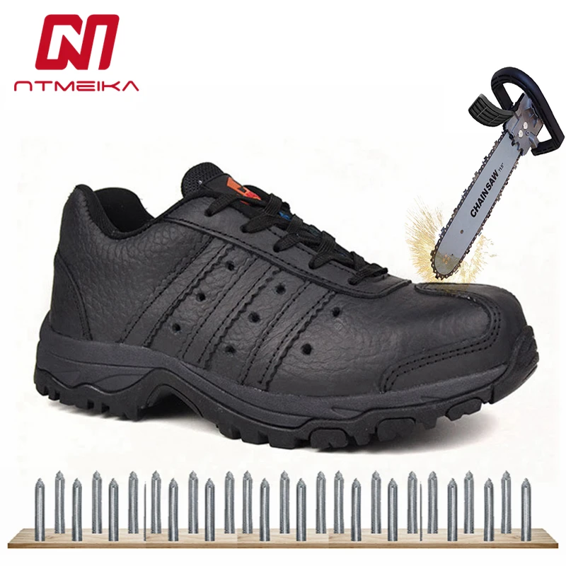 

Big Size 35-46 Men Safety Shoes Genuine Leather Work Shoes Breathable Work Safety Boots Men Casual Sneakers Protective Footwear