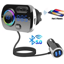 FLAC музыкальный Автомобильный mp3 плеер 3,5 мм AUX аудио приемник Поддержка TF flash Play Bluetooth 5,0 беспроводной fm-модулятор подключение 2 телефона