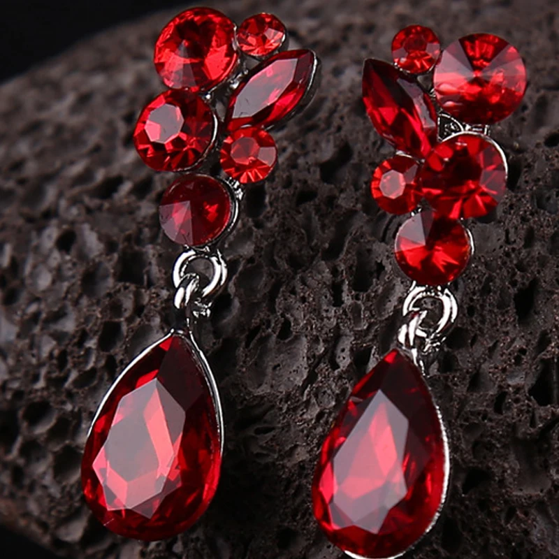 Модный Красный Кристалл ожерелье серьги ювелирные изделия Schmuck набор подарок для