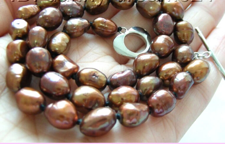 

FREE shipping>>>>CLASSIC 11mm baroque chocolate freshwater pearls necklace B389 new