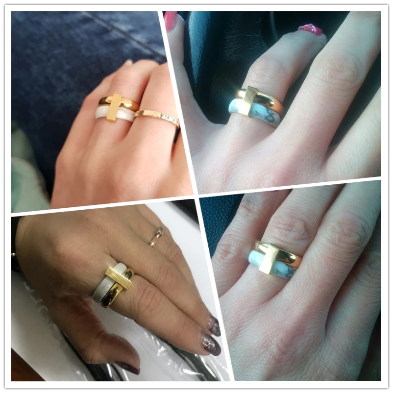 Wedding Ring Fashion Two Layer Move Ceramic Ring Stainless Steel Rings Women Silver Color Wedding Rings Gift Lover's Jewelry