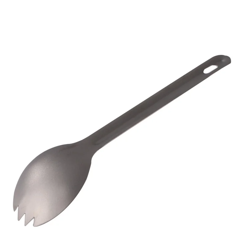 Exterior Camping titanio Spork ultraligero titanio cuchara mango largo cuchara exterior Camping Picnic vajilla