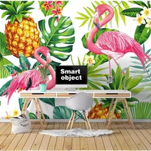 Beibehang на заказ 3d Обои фреска Nordic ручная роспись тропические растения Фламинго ТВ диван Спальня Настенные обои для стен 3 d