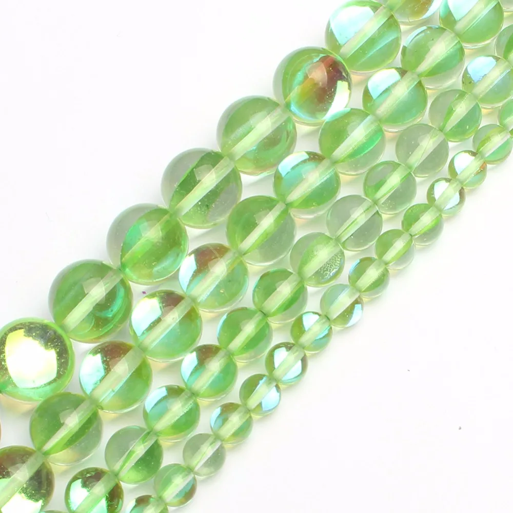 Round Crystal Beads green color Transparent Beads Loose Beads Making