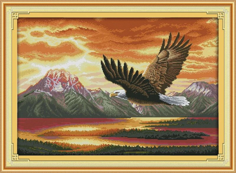 

The flying eagle Counted Cross Stitch 11CT Printed 14CT Cross Stitch DIY Chinese Cotton Cross-stitch Kit Embroidery Needlework