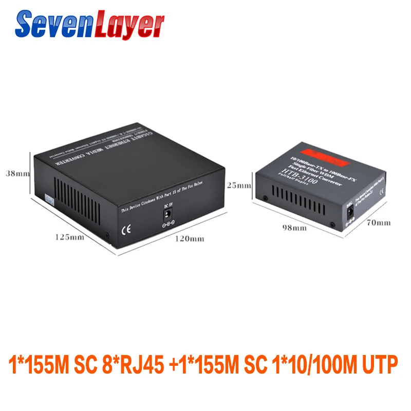 Ethernet коммутатор 8 RJ45 1 SC волоконный порт 10/100M Преобразователь волоконно