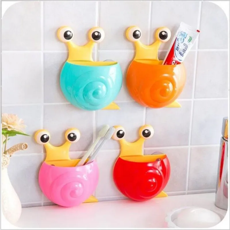 

1PC Snail shape Plastic Strong Sucker Toothpaste&Toothbrush Holder Jewelry Storage Box Lovely Shape Pen&Cosmetic box