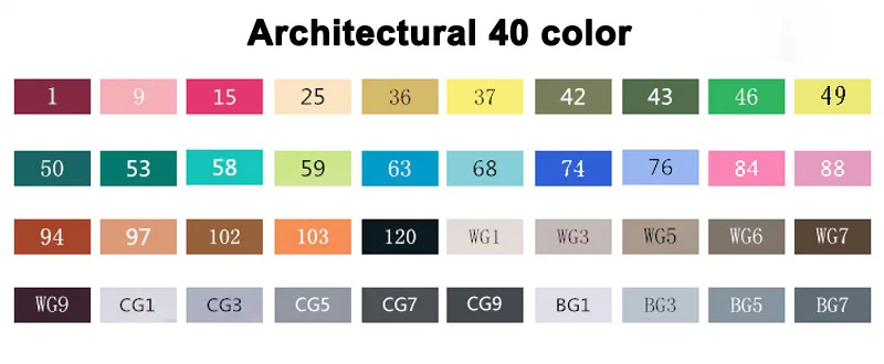 TOUCHNEW 80 цветов набор маркеров для живописи на спиртовой основе Эскиз маркер ручка для рисования манга дизайн художника архитектура принадлежности - Цвет: 40E
