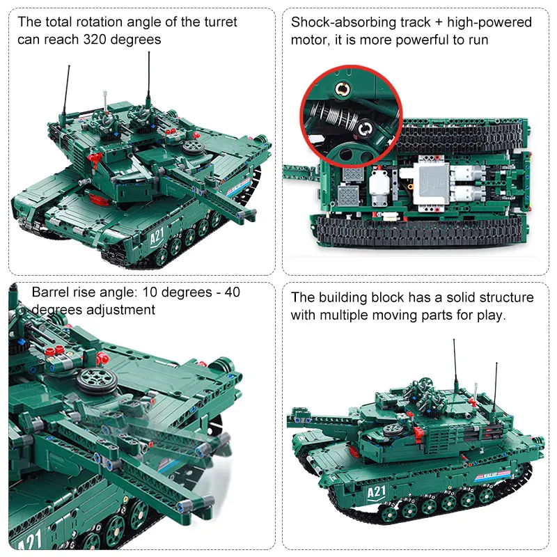  cada 1498CPS RC Military M1A2 tank Model Building Blocks Bricks Remote Control Car Compatible legoi