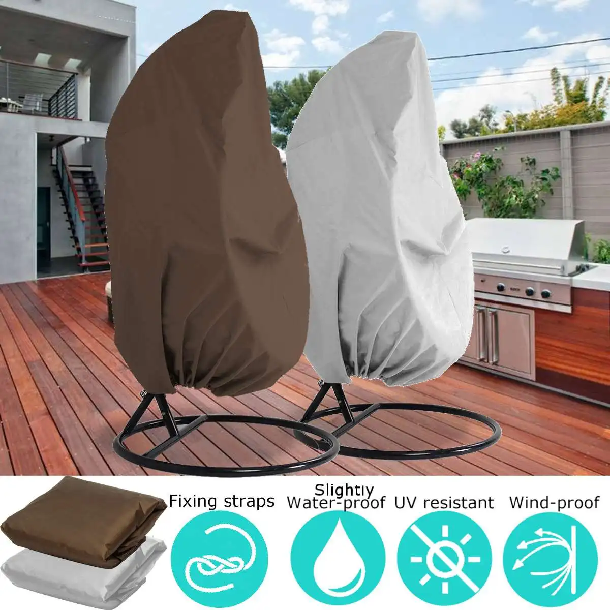 

200*175cm Single Swing Chair Waterproof Cover Anti-UV Rattan Swing Patio Garden Weave Hanging Chair Seat Cover