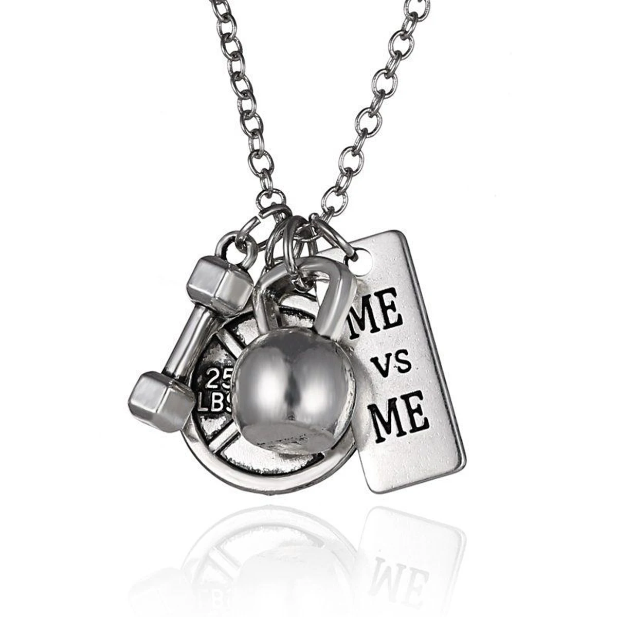 Vintage Dumbbell Necklace Barbell Gym Sport Fitness Weight Pendant