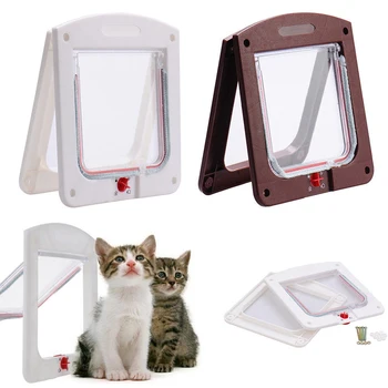 

Pet Cat Puppy Dog Gates Door Lockable Safe Flap Door Pet safety products Lock Suitable for Any Wall Or Doors White Brown Colors