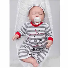 Newborn Babies Dolls Silicone Realistic Toy 20 Inch Sleeping Lifelike Doll Boy Cloth Body Baby With Romper Kids Birthday Gift