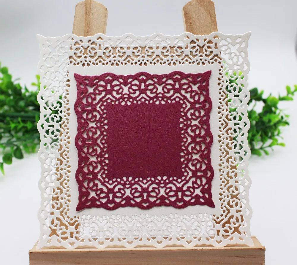 

19*19cm Square Lace Frame/Background Cutting Dies Stencil for Scrapbooking Photo Album Embossing Paper Cards Decorative Crafts