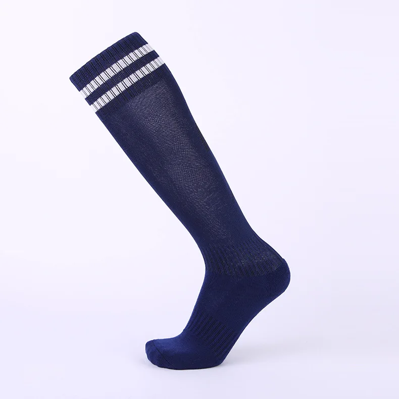 New Professional adult children Color Stripe Sports Soccer Socks Breathable Running Jogging kids High Knee Socks Long Stocking - Цвет: navy