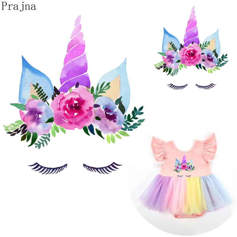 

Prajna Iron-on Transfers Patch Kids Cartoon Heat Transfer Iron On Vinyl Unicorn Patches For Clothes Fabric Sticker Washable DIY