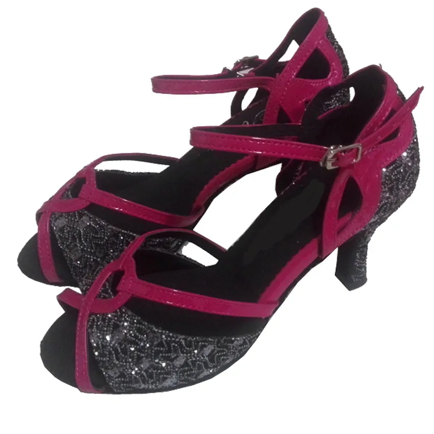 Elisha Dance Shoe 7.5cm Flare Heel Women's Black/silver Color Open Toe