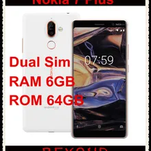 Nokia 7 Plus разблокированный Android Dual Sim телефон 4G LTE gsm 6,0 ''двойной 12 МП Восьмиядерный 6 ГБ ОЗУ 64 Гб ПЗУ 3800 мАч отпечаток пальца