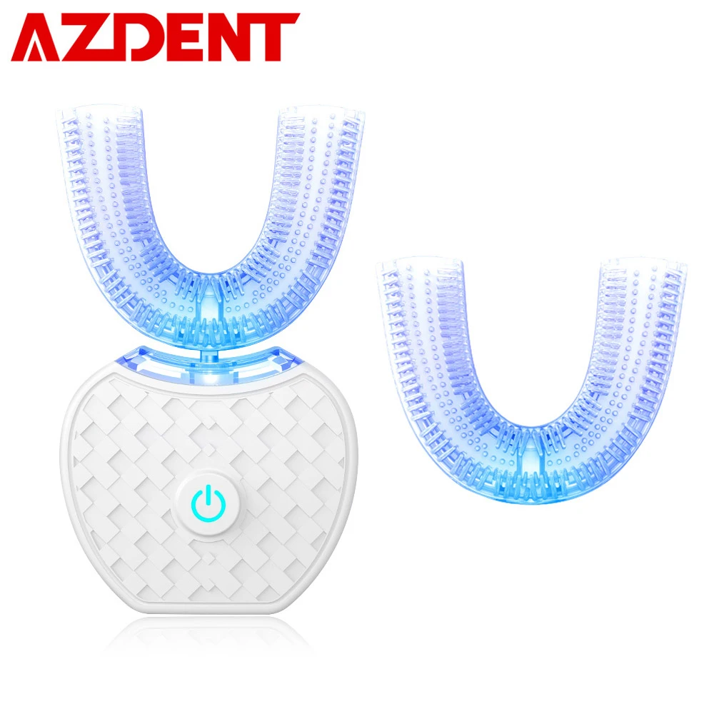 Double Heads 360 Automatic Sonic Electric Toothbrush USB Charging Silicone U Shape Head Teeth Whitening Cleaning Tool Blue Light Double Heads 360 Automatic Sonic Electric Toothbrush USB Charging Silicone U Shape Head Teeth Whitening Cleaning Tool Blue Light