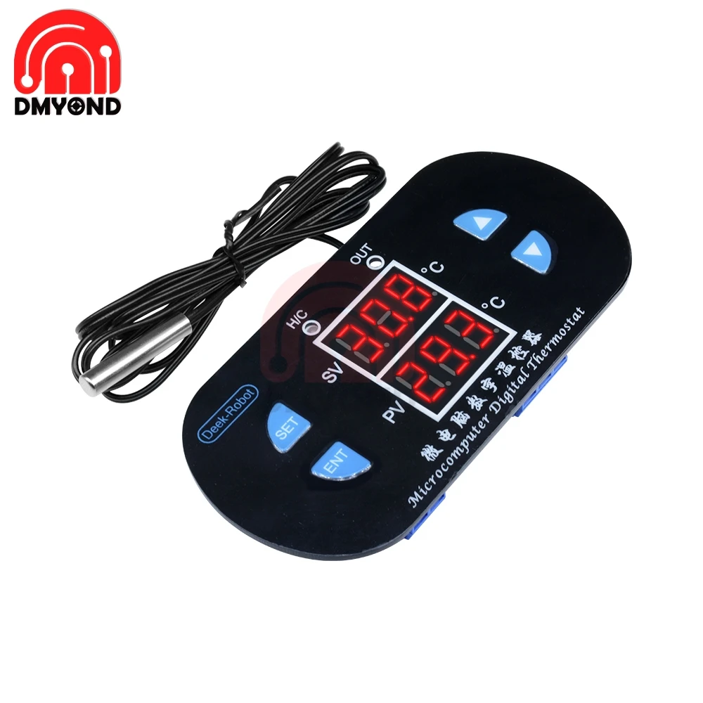 W1308 DC 12V 10A цифровой термостат датчик температуры Контролер красный двойной