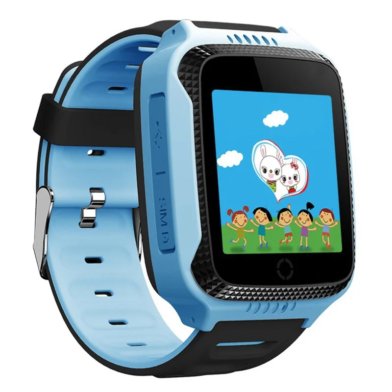 Новые часы с камерой и фонариком, сенсорный экран, SOS, расположение вызова, детские часы, Детские умные часы, 2G, sim-карта, gps трекер, для детей - Цвет: Синий