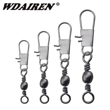 

50pcs/lot Steel Interlock Snap Fishing Lure Tackle Ball Bearing Swivel Rolling Solid Rings Barbed Fishing Hook Connector WD-233