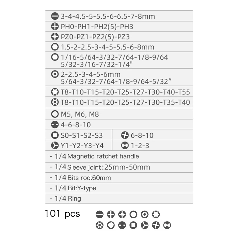Jewii 101 шт. Набор отверток многофункциональные компьютерные ПК Цифровые Инструменты для ремонта устройств домашние полезные ручные наборы инструментов