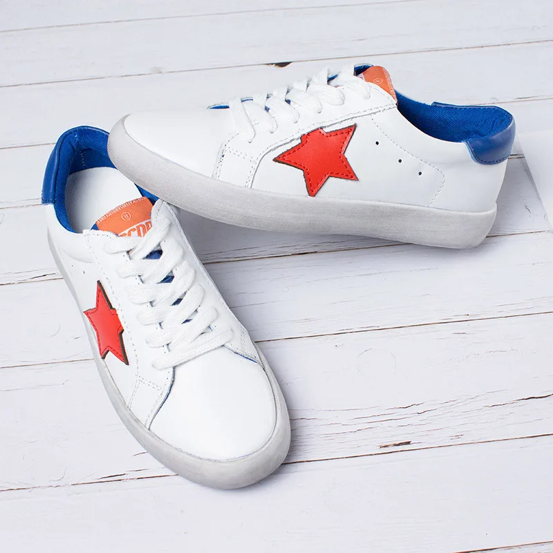 

Jookrrix Autumn Fashion Brand Genuine Leather Lady Casual Shoe Women Sneaker with Star Girl Leisure Shoe Breathable Good Quality