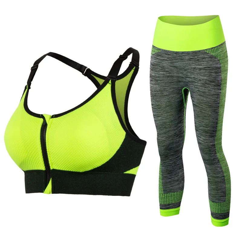 

New Women Yoga Clothing Sport Bra Yoga Leggins Female Sport Tights Running Gym Sport Suit Fitness Clothes Yellow Yoga Sets
