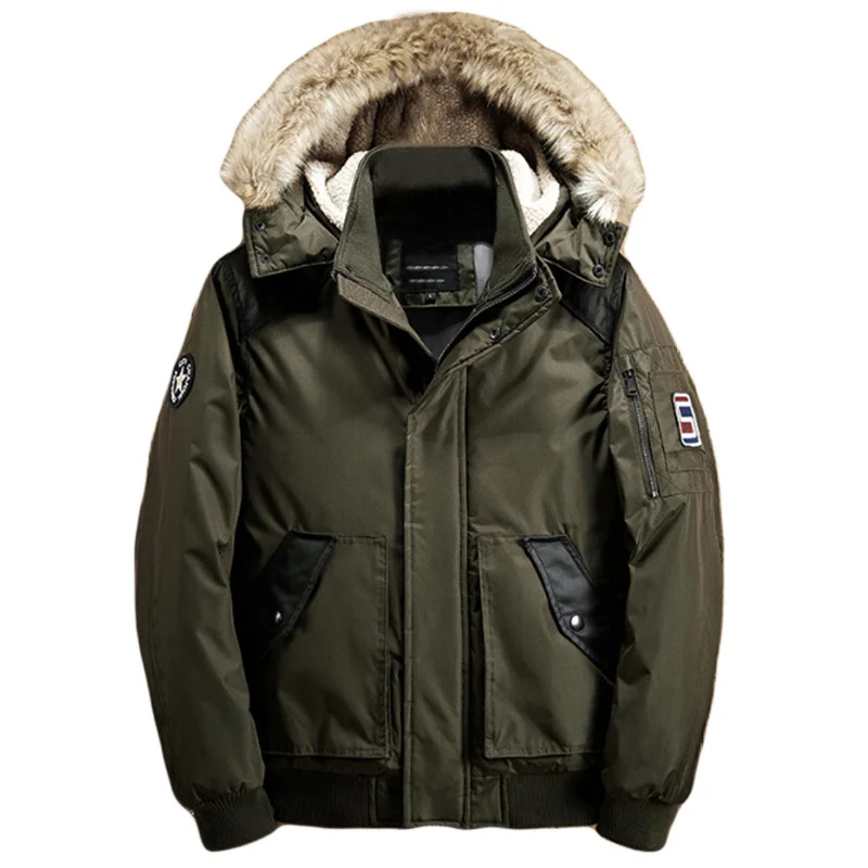2017 Fashio Winter Jackets Men thick warm Hooded Jacket fur collar solid color men parka 2XL long cotton coat jacket parka men