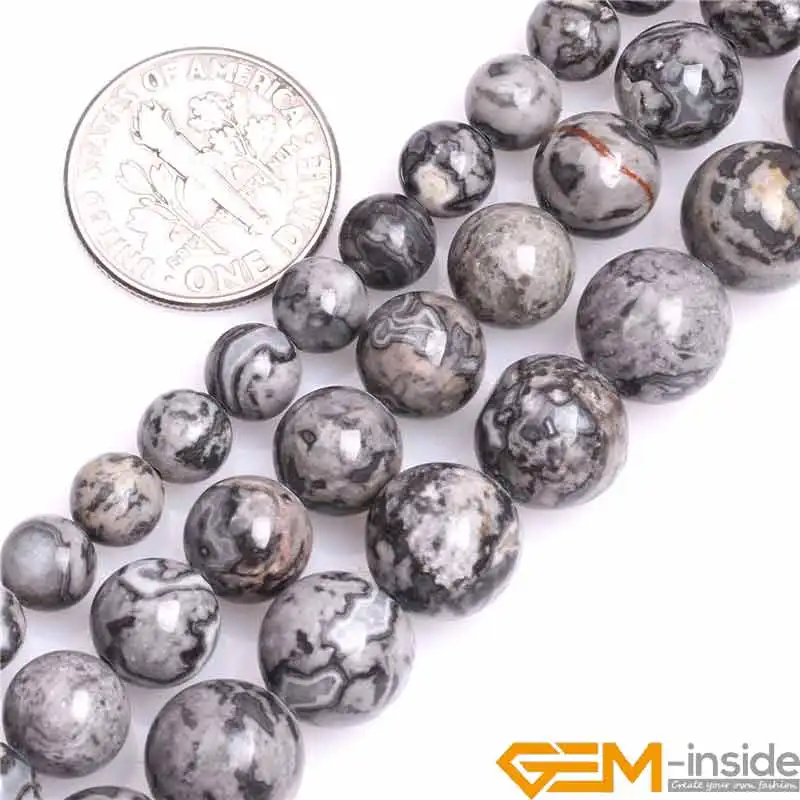 

6mm 8mm 10mm Round Natural Gray Silver Crazy Agates Stone Gem Stone Semi Precious Beads Loose Beads For Jewelry Making 15"