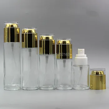 

80ml Clear Glass Bottles with white Sprayer and Gold lid,glass bottle,perfume Bottle Cosmetics containers 50 pieces/lot