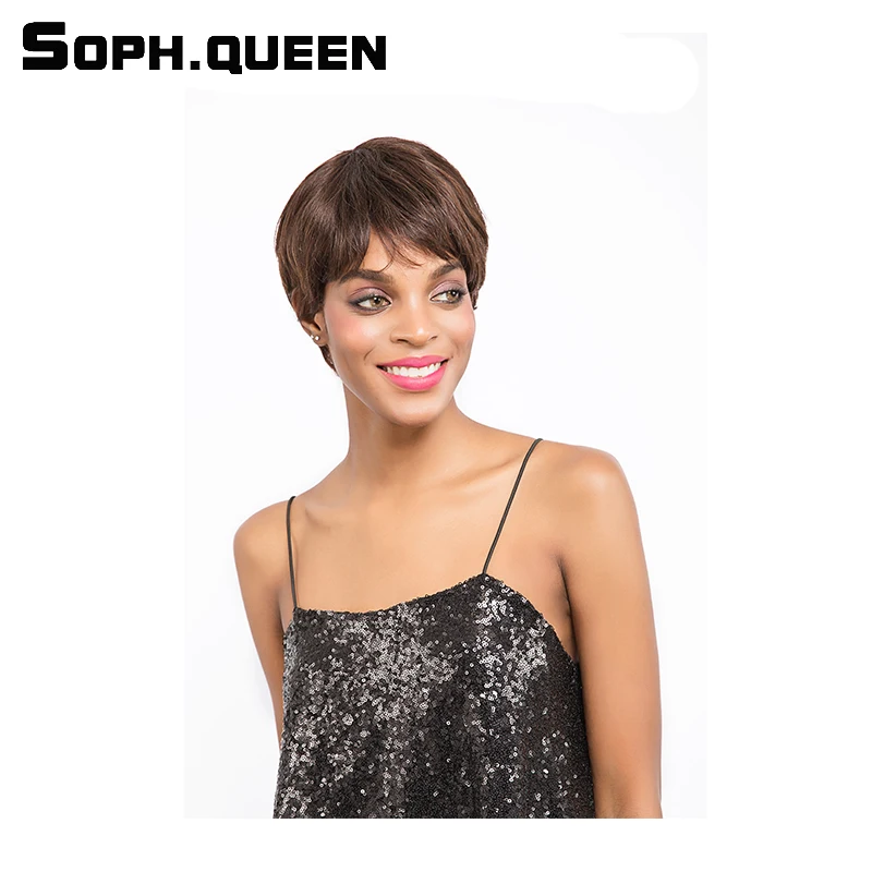 Soph queen hair Remy #2 цвет человеческие волосы парик бразильский прямые волосы боб парик 3,5 дюймов не линяет машина сделано H. NINA