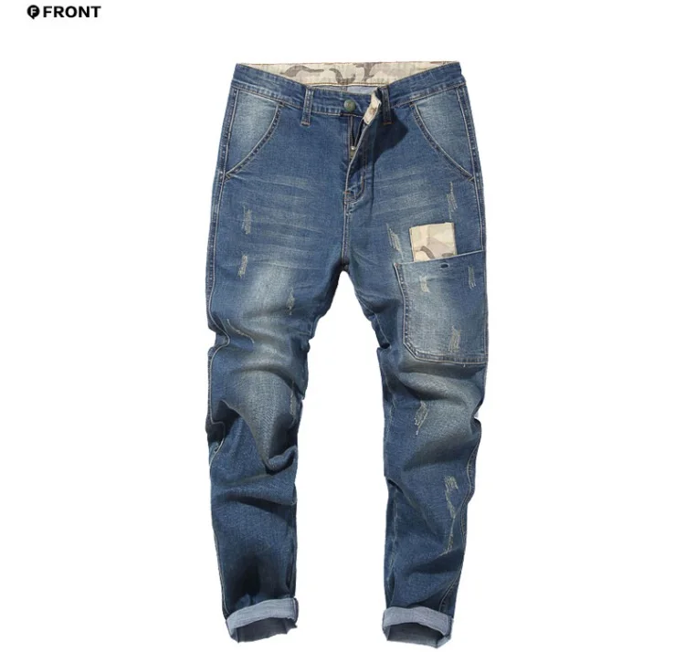 Мужские джинсы большого размера Колготки 46 48 Harlan прямые царапины плюс 8XL 9XL 10XL осенние классические джинсы стрейч брюки