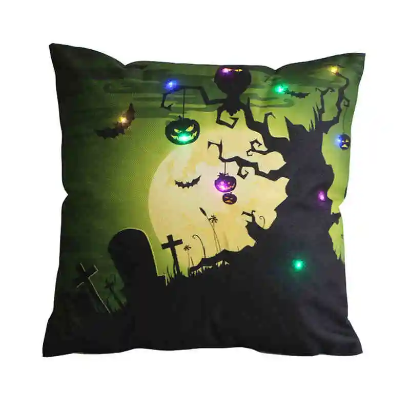 

Led Happy Halloween Cushion Cover Linen Sofa Pillowcases Car Office Home Decor Sofa Decorative Pillows 45cm*45cm