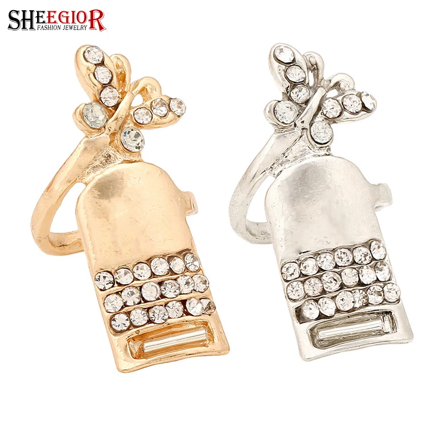 

SHEEGIOR Korean Lovely Gold/Silver color Nail Rings for Women Bohemian Crystal Butterfly Men's Rings Fashion Jewelry Accessories