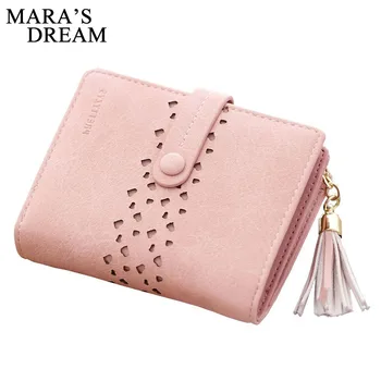 

Mara's Dream 2018 Korean Short Wallet Hollow Out Purse Women Brand Hasp Coin Pocket Wallets for Ladies Simple Girl Mini Bag
