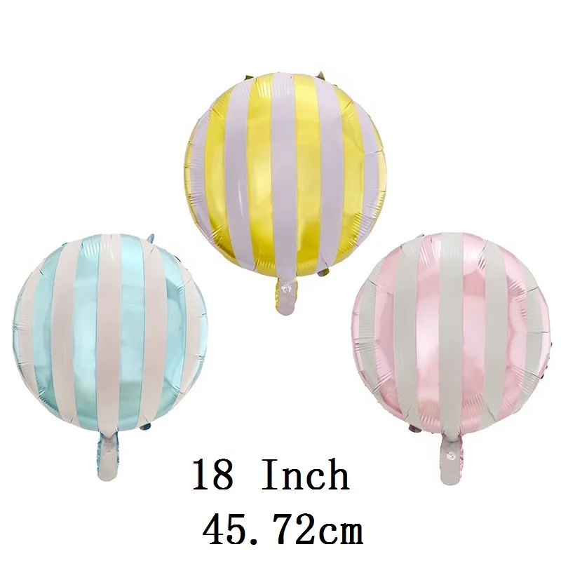 

5pcs round Balloon stripe print Home Decoration Event Birthday Party Foil Balloon Festival Child Kids Boy Girl Gift Toy 18 Inch