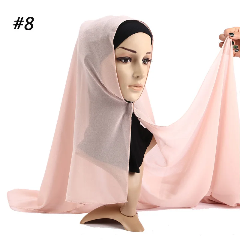 Мягкий Шифоновый мусульманский женский хиджаб современный шарф мусульманская одежда обертывание шаль тюрбан платок готов носить Арабские головные шарфы - Цвет: 8