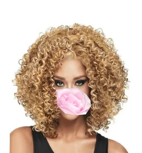 

Fashion Short Light Brown Kinky Wavy Curly Women Lady Cosplay Hair Wig AAAAAA Free shipping